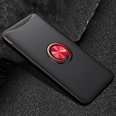 Ultra-thin Silicone Gel Soft Case Cover with Magnetic Finger Ring Stand T01 for Oppo Find X Red and Black