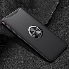 Ultra-thin Silicone Gel Soft Case Cover with Magnetic Finger Ring Stand T01 for Oppo Find X Super Flash Edition Black