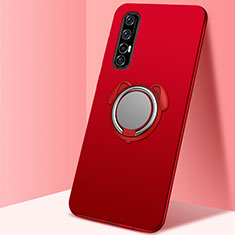Ultra-thin Silicone Gel Soft Case Cover with Magnetic Finger Ring Stand T01 for Oppo Find X2 Neo Red