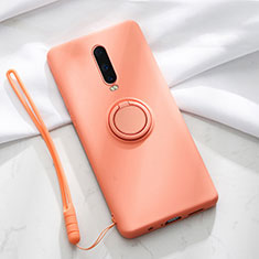Ultra-thin Silicone Gel Soft Case Cover with Magnetic Finger Ring Stand T01 for Oppo R17 Pro Orange