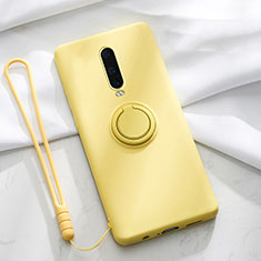 Ultra-thin Silicone Gel Soft Case Cover with Magnetic Finger Ring Stand T01 for Oppo R17 Pro Yellow