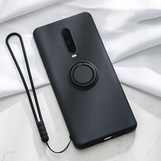 Ultra-thin Silicone Gel Soft Case Cover with Magnetic Finger Ring Stand T01 for Oppo RX17 Pro Black