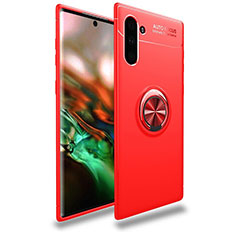 Ultra-thin Silicone Gel Soft Case Cover with Magnetic Finger Ring Stand T01 for Samsung Galaxy Note 10 5G Red