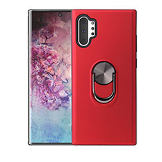 Ultra-thin Silicone Gel Soft Case Cover with Magnetic Finger Ring Stand T01 for Samsung Galaxy Note 10 Plus Red