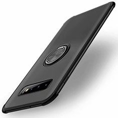Ultra-thin Silicone Gel Soft Case Cover with Magnetic Finger Ring Stand T01 for Samsung Galaxy S10 Black