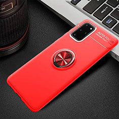 Ultra-thin Silicone Gel Soft Case Cover with Magnetic Finger Ring Stand T01 for Samsung Galaxy S20 Plus 5G Red
