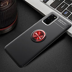 Ultra-thin Silicone Gel Soft Case Cover with Magnetic Finger Ring Stand T01 for Samsung Galaxy S20 Plus 5G Red and Black