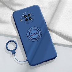 Ultra-thin Silicone Gel Soft Case Cover with Magnetic Finger Ring Stand T01 for Xiaomi Mi 10i 5G Blue