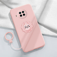 Ultra-thin Silicone Gel Soft Case Cover with Magnetic Finger Ring Stand T01 for Xiaomi Mi 10i 5G Pink
