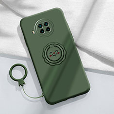 Ultra-thin Silicone Gel Soft Case Cover with Magnetic Finger Ring Stand T01 for Xiaomi Mi 10T Lite 5G Midnight Green