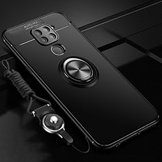 Ultra-thin Silicone Gel Soft Case Cover with Magnetic Finger Ring Stand T01 for Xiaomi Redmi 10X 4G Black