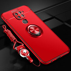 Ultra-thin Silicone Gel Soft Case Cover with Magnetic Finger Ring Stand T01 for Xiaomi Redmi 10X 4G Red