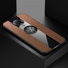 Ultra-thin Silicone Gel Soft Case Cover with Magnetic Finger Ring Stand T01 for Xiaomi Redmi K30 Pro Zoom Brown