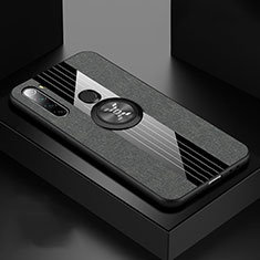 Ultra-thin Silicone Gel Soft Case Cover with Magnetic Finger Ring Stand T01 for Xiaomi Redmi Note 8 Gray