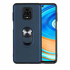 Ultra-thin Silicone Gel Soft Case Cover with Magnetic Finger Ring Stand T01 for Xiaomi Redmi Note 9 Pro Max Blue