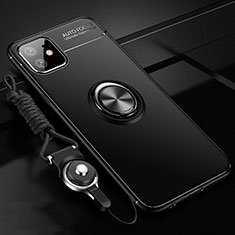 Ultra-thin Silicone Gel Soft Case Cover with Magnetic Finger Ring Stand T02 for Apple iPhone 11 Black