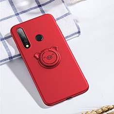 Ultra-thin Silicone Gel Soft Case Cover with Magnetic Finger Ring Stand T02 for Huawei Honor 20E Red