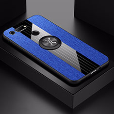 Ultra-thin Silicone Gel Soft Case Cover with Magnetic Finger Ring Stand T02 for Huawei Honor V20 Blue