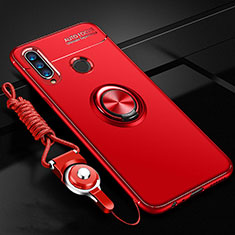 Ultra-thin Silicone Gel Soft Case Cover with Magnetic Finger Ring Stand T02 for Huawei Nova 4e Red