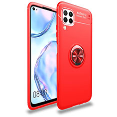 Ultra-thin Silicone Gel Soft Case Cover with Magnetic Finger Ring Stand T02 for Huawei Nova 6 SE Red