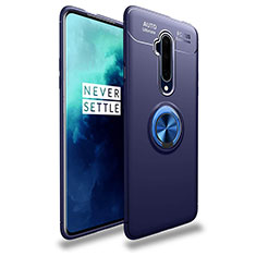 Ultra-thin Silicone Gel Soft Case Cover with Magnetic Finger Ring Stand T02 for OnePlus 7T Pro Blue