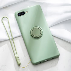 Ultra-thin Silicone Gel Soft Case Cover with Magnetic Finger Ring Stand T02 for Oppo K1 Green