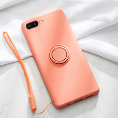Ultra-thin Silicone Gel Soft Case Cover with Magnetic Finger Ring Stand T02 for Oppo K1 Orange