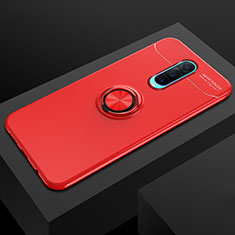 Ultra-thin Silicone Gel Soft Case Cover with Magnetic Finger Ring Stand T02 for Oppo R17 Pro Red