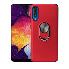 Ultra-thin Silicone Gel Soft Case Cover with Magnetic Finger Ring Stand T02 for Samsung Galaxy A70 Red