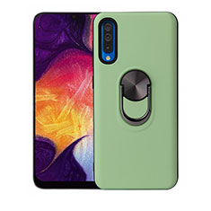 Ultra-thin Silicone Gel Soft Case Cover with Magnetic Finger Ring Stand T02 for Samsung Galaxy A70S Green