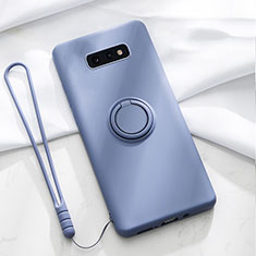 Ultra-thin Silicone Gel Soft Case Cover with Magnetic Finger Ring Stand T02 for Samsung Galaxy S10e Purple