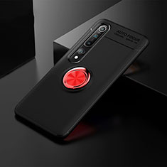 Ultra-thin Silicone Gel Soft Case Cover with Magnetic Finger Ring Stand T02 for Xiaomi Mi 10 Red and Black