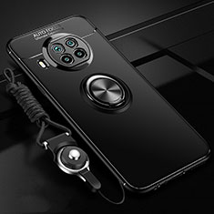 Ultra-thin Silicone Gel Soft Case Cover with Magnetic Finger Ring Stand T02 for Xiaomi Mi 10i 5G Black