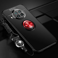 Ultra-thin Silicone Gel Soft Case Cover with Magnetic Finger Ring Stand T02 for Xiaomi Mi 10i 5G Red and Black