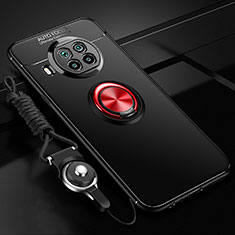 Ultra-thin Silicone Gel Soft Case Cover with Magnetic Finger Ring Stand T02 for Xiaomi Mi 10T Lite 5G Red and Black