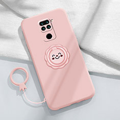 Ultra-thin Silicone Gel Soft Case Cover with Magnetic Finger Ring Stand T02 for Xiaomi Redmi 10X 4G Pink