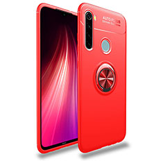 Ultra-thin Silicone Gel Soft Case Cover with Magnetic Finger Ring Stand T02 for Xiaomi Redmi Note 8T Red