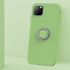 Ultra-thin Silicone Gel Soft Case Cover with Magnetic Finger Ring Stand T03 for Apple iPhone 11 Pro Green