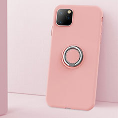 Ultra-thin Silicone Gel Soft Case Cover with Magnetic Finger Ring Stand T03 for Apple iPhone 11 Pro Max Pink