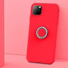 Ultra-thin Silicone Gel Soft Case Cover with Magnetic Finger Ring Stand T03 for Apple iPhone 11 Pro Max Red