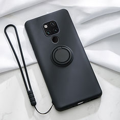 Ultra-thin Silicone Gel Soft Case Cover with Magnetic Finger Ring Stand T03 for Huawei Mate 20 X 5G Black