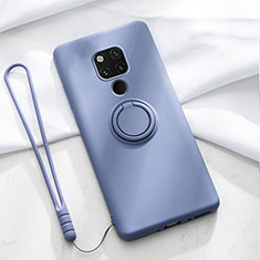 Ultra-thin Silicone Gel Soft Case Cover with Magnetic Finger Ring Stand T03 for Huawei Mate 20 X 5G Purple