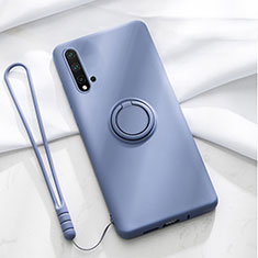 Ultra-thin Silicone Gel Soft Case Cover with Magnetic Finger Ring Stand T03 for Huawei Nova 5 Purple