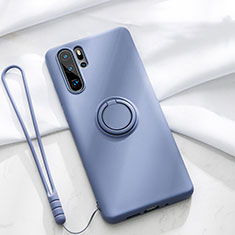 Ultra-thin Silicone Gel Soft Case Cover with Magnetic Finger Ring Stand T03 for Huawei P30 Pro Purple