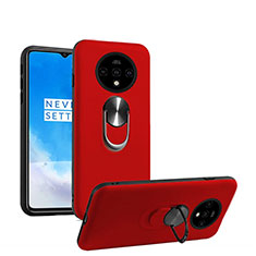 Ultra-thin Silicone Gel Soft Case Cover with Magnetic Finger Ring Stand T03 for OnePlus 7T Red