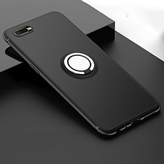 Ultra-thin Silicone Gel Soft Case Cover with Magnetic Finger Ring Stand T03 for Oppo K1 Black