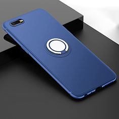 Ultra-thin Silicone Gel Soft Case Cover with Magnetic Finger Ring Stand T03 for Oppo R15X Blue