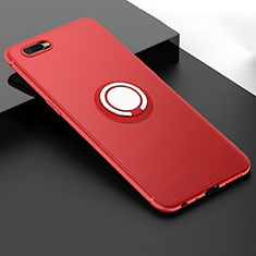 Ultra-thin Silicone Gel Soft Case Cover with Magnetic Finger Ring Stand T03 for Oppo R15X Red
