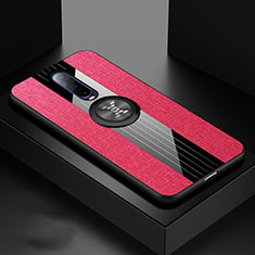 Ultra-thin Silicone Gel Soft Case Cover with Magnetic Finger Ring Stand T03 for Oppo R17 Pro Red