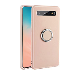 Ultra-thin Silicone Gel Soft Case Cover with Magnetic Finger Ring Stand T03 for Samsung Galaxy S10 5G Pink